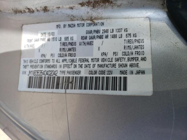 JM1NB353540402042 - 2004 MAZDA MX-5 MIATA BASE BLUE photo 12