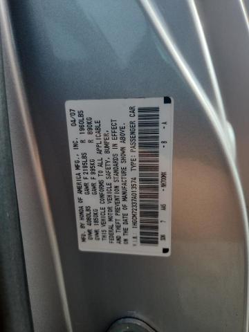 1HGCM72337A013574 - 2007 HONDA ACCORD LX Արծաթագույն լուսանկար 12