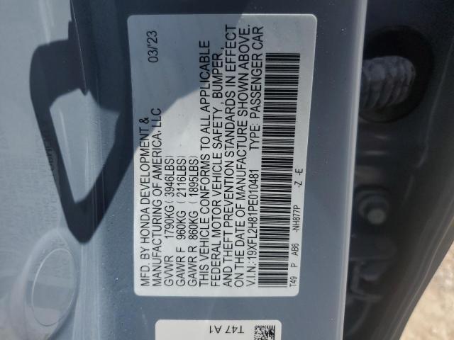 19XFL2H81PE010481 - 2023 HONDA CIVIC SPORT BLUE photo 12