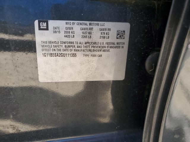 1G11B5SA2GU111355 - 2016 CHEVROLET MALIBU LIM LS GRAY photo 12