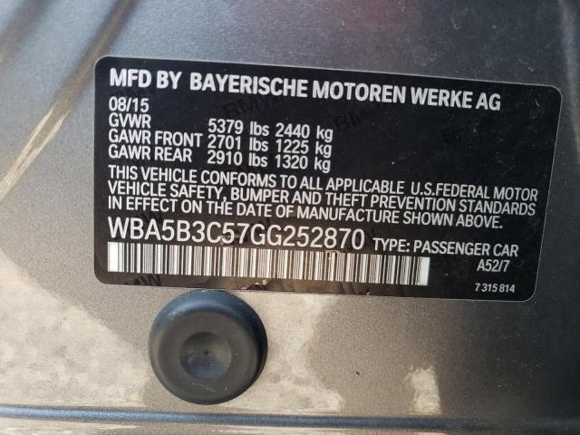 WBA5B3C57GG252870 - 2016 BMW 535 XI GRAY photo 12