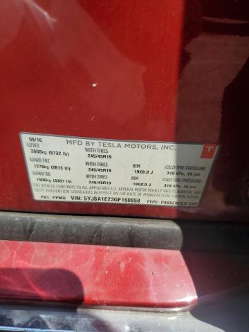 5YJSA1E23GF160858 - 2016 TESLA MODEL S Կարմիր լուսանկար 12