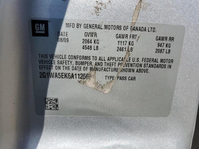 2G1WA5EK6A1125694 - 2010 CHEVROLET IMPALA LS SILVER photo 12