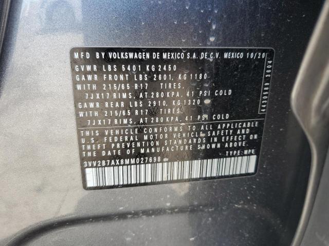 3VV2B7AX8MM027698 - 2021 VOLKSWAGEN TIGUAN SE 灰色 照片 13