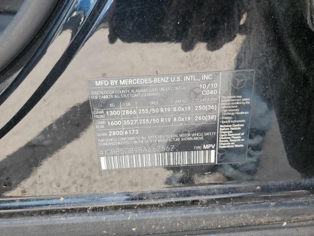 4JGBB5GB9BA667567 - 2011 MERCEDES-BENZ ML 350 BLACK photo 12