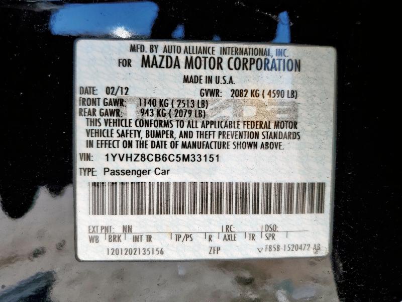 1YVHZ8CB6C5M33151 - 2012 MAZDA 6 S Schwarz Foto 13