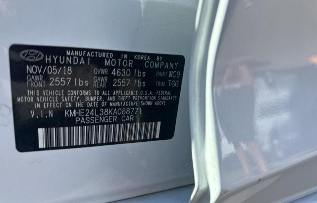 KMHE24L38KA088771 - 2019 HYUNDAI SONATA HYBRID WHITE photo 10