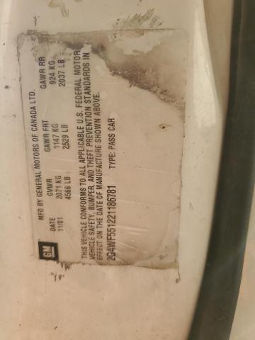 2G4WF551221186781 - 2002 BUICK REGAL GS WHITE photo 13