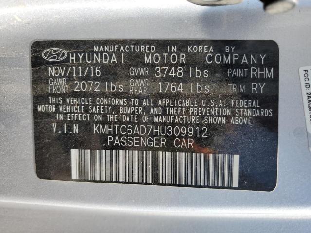 KMHTC6AD7HU309912 - 2017 HYUNDAI VELOSTER SILVER photo 12