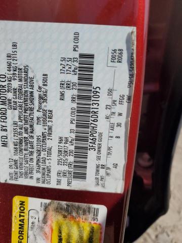 3FA6P0H76DR131095 - 2013 FORD FUSION SE MAROON photo 12