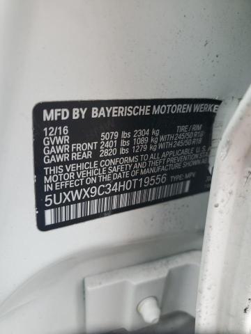 5UXWX9C34H0T19556 - 2017 BMW X3 XDRIVE28I WHITE photo 12