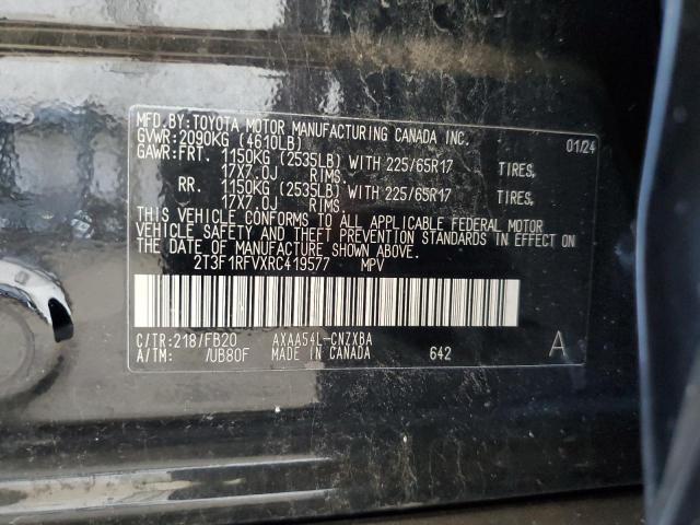 2T3F1RFVXRC419577 - 2024 TOYOTA RAV4 LE BLACK photo 12