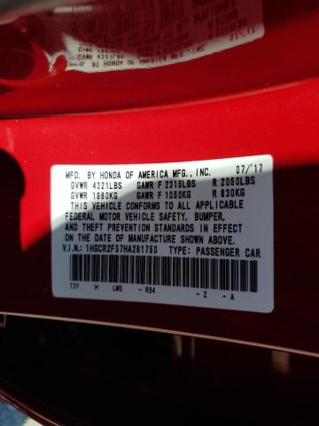 1HGCR2F57HA261750 - 2017 HONDA ACCORD SPORT RED photo 12