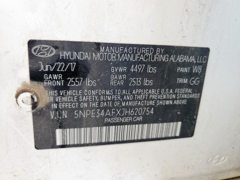 5NPE34AFXJH620754 - 2018 HYUNDAI SONATA SPORT 白色 照片 12