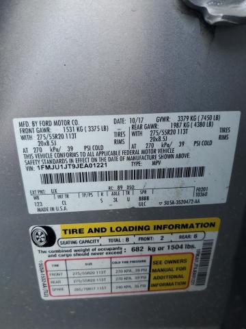 1FMJU1JT9JEA01221 - 2018 FORD EXPEDITION XLT 银色 照片 13