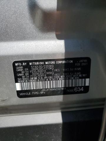 JA4J4TA84NZ007464 - 2022 MITSUBISHI OUTLANDER ES ვერცხლისფერი ფოტო 13