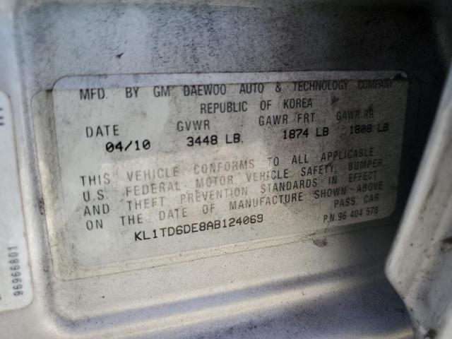 KL1TD6DE8AB124069 - 2010 CHEVROLET AVEO LS 银色 照片 13