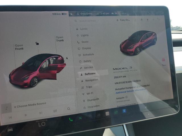 5YJ3E1EA8KF403508 - 2019 TESLA MODEL 3 Сұр фото 9