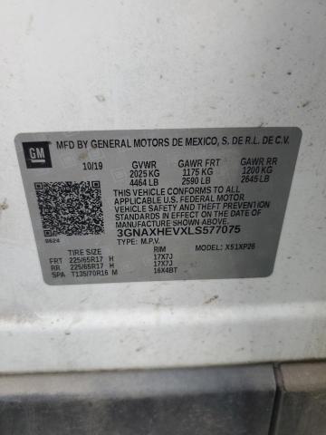 3GNAXHEVXLS577075 - 2020 CHEVROLET EQUINOX LS WHITE photo 12