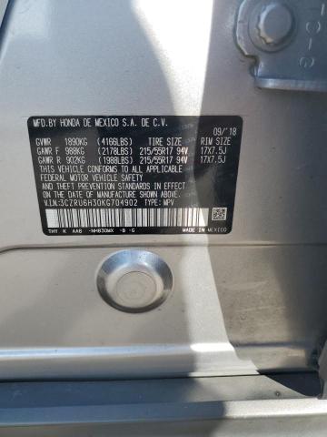 3CZRU6H30KG704902 - 2019 HONDA HR-V LX SILVER photo 13