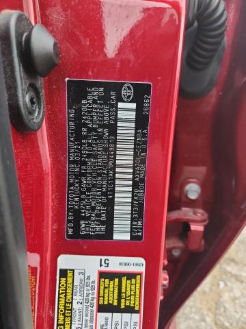 4T1C11AK1MU449813 - 2021 TOYOTA CAMRY LE RED photo 12