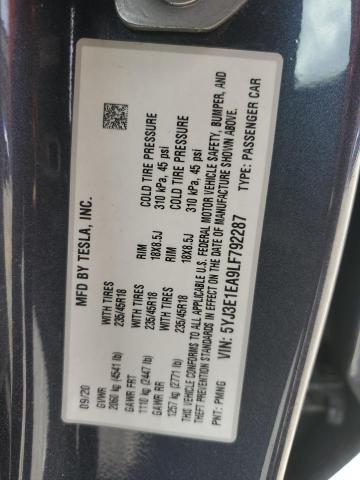5YJ3E1EA9LF792287 - 2020 TESLA MODEL 3 ნაცრისფერი ფოტო 12