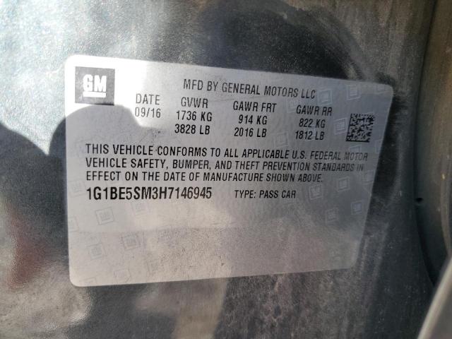 1G1BE5SM3H7146945 - 2017 CHEVROLET CRUZE LT CHARCOAL photo 12