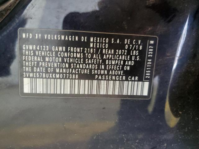 3VWE57BUXKM077388 - 2019 VOLKSWAGEN JETTA SEL BLACK photo 12