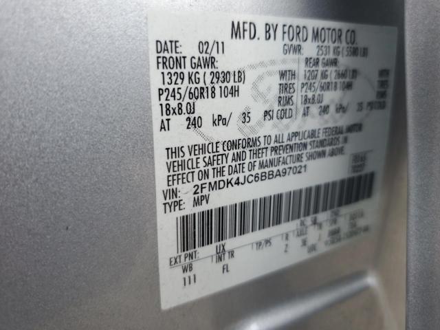 2FMDK4JC6BBA97021 - 2011 FORD EDGE SEL ვერცხლისფერი ფოტო 12