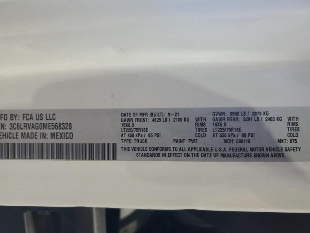 3C6LRVAG0ME568328 - 2021 RAM PROMASTER 1500 STANDARD WHITE photo 13