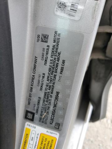 KL8CD6SA7MC726946 - 2021 CHEVROLET SPARK 1LT SILVER photo 13