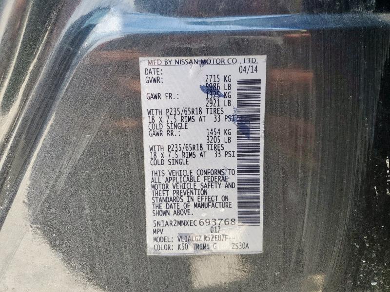 5N1AR2MNXEC693768 - 2014 NISSAN PATHFINDER S GRAY photo 13