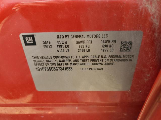 1G1PF5SC5C7341688 - 2012 CHEVROLET CRUZE LT RED photo 12