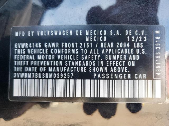 3VWBM7BU3RM039257 - 2024 VOLKSWAGEN JETTA SPORT 黑色 照片 12