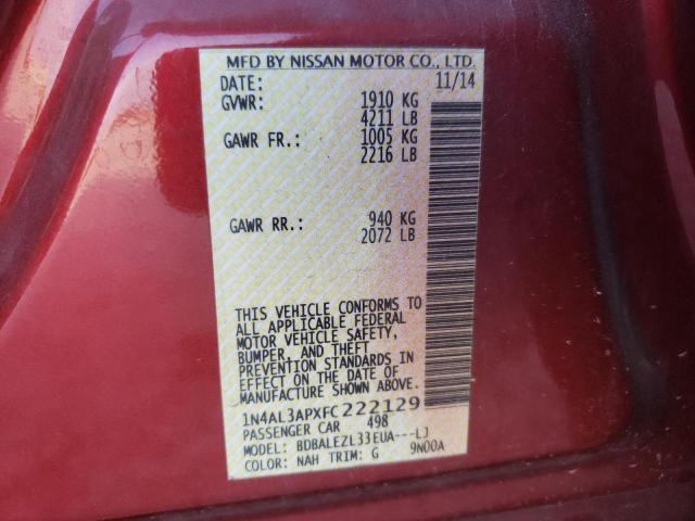 1N4AL3APXFC222129 - 2015 NISSAN ALTIMA 2.5 MAROON photo 13