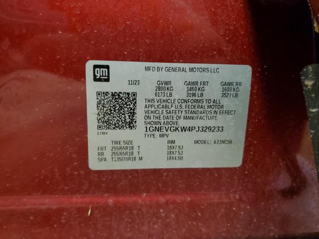 1GNEVGKW4PJ329233 - 2023 CHEVROLET TRAVERSE LT RED photo 13