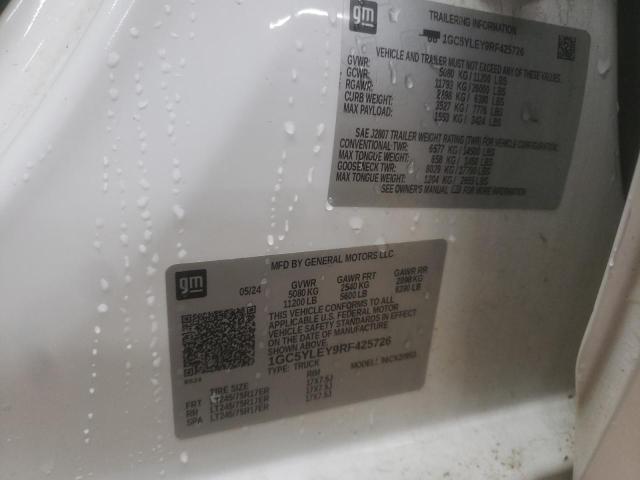 1GC5YLEY9RF425726 - 2024 CHEVROLET SILVERADO K2500 HEAVY DUTY WHITE photo 12