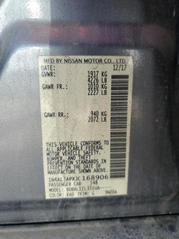 1N4AL3APXJC168906 - 2018 NISSAN ALTIMA 2.5 灰色 照片 12