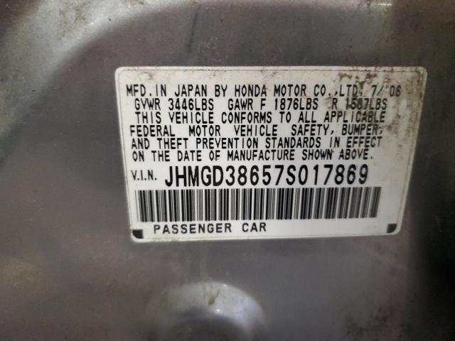 JHMGD38657S017869 - 2007 HONDA FIT S 灰色 照片 12