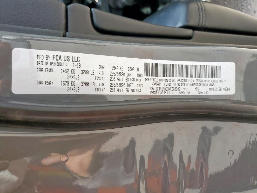 1C4RJFAGXKC660602 - 2019 JEEP GRAND CHEROKEE LAREDO Сұр фото 13