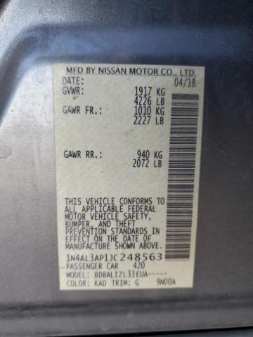 1N4AL3AP1JC248563 - 2018 NISSAN ALTIMA 2.5 ნაცრისფერი ფოტო 13