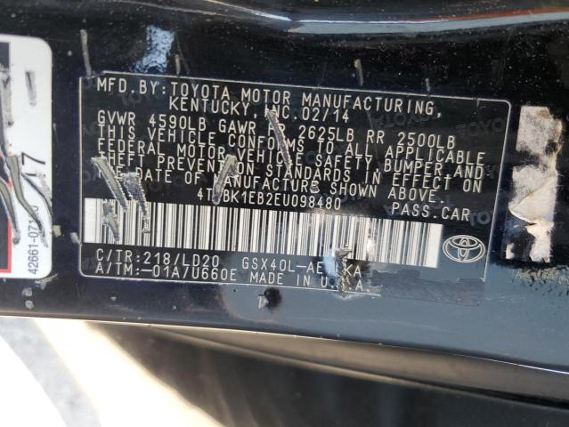 4T1BK1EB2EU098480 - 2014 TOYOTA AVALON BASE BLACK photo 13