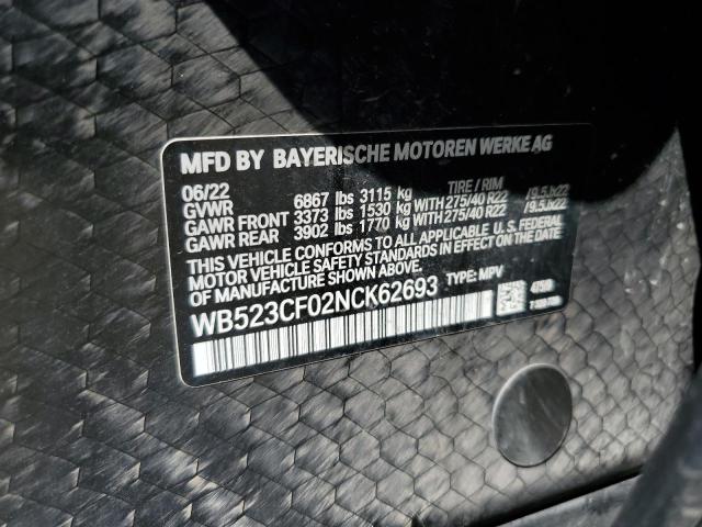 WB523CF02NCK62693 - 2022 BMW IX XDRIVE50 BLACK photo 13