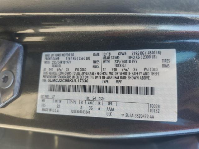 5LMCJ2C99KUL17330 - 2019 LINCOLN MKC SELECT 灰色 照片 12