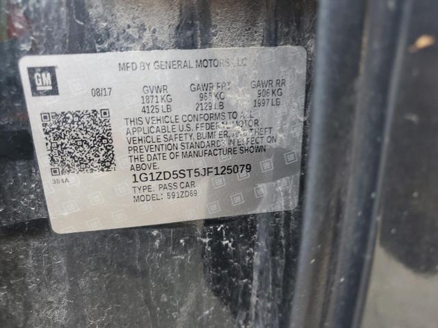 1G1ZD5ST5JF125079 - 2018 CHEVROLET MALIBU LT შავი ფოტო 12