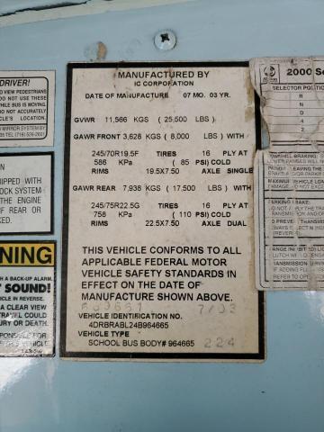 4DRBRABL24B964665 - 2004 IC CORPORATION 3000 ყვითელი ფოტო 10