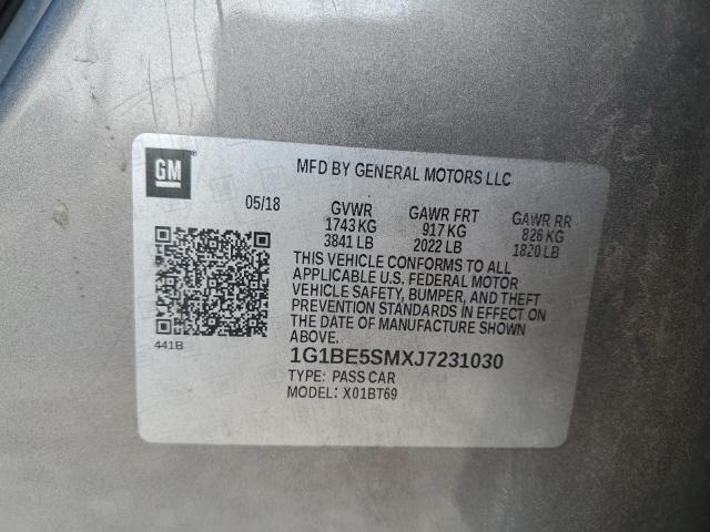 1G1BE5SMXJ7231030 - 2018 CHEVROLET CRUZE LT 棕色 照片 12