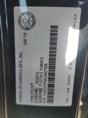 1HGCV1F95JA807928 - 2018 HONDA ACCORD TOURING BLACK photo 12