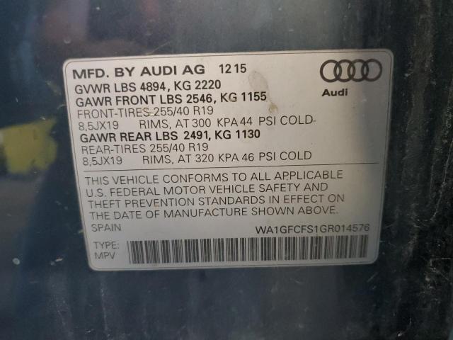 WA1GFCFS1GR014576 - 2016 AUDI Q3 PRESTIGE BLUE photo 13