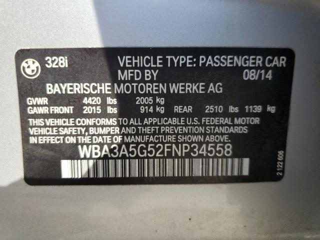 WBA3A5G52FNP34558 - 2015 BMW 328 I SILVER photo 13